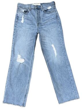 👖🛹 FRANK & EILEEN Monaghan Cropped Distressed Raw Hem Jeans USA | Women's 27